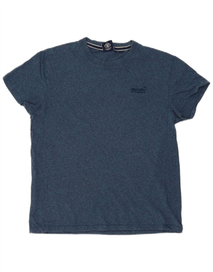 Superdry T-shirt top til mænd, stor blå flækket bomuld