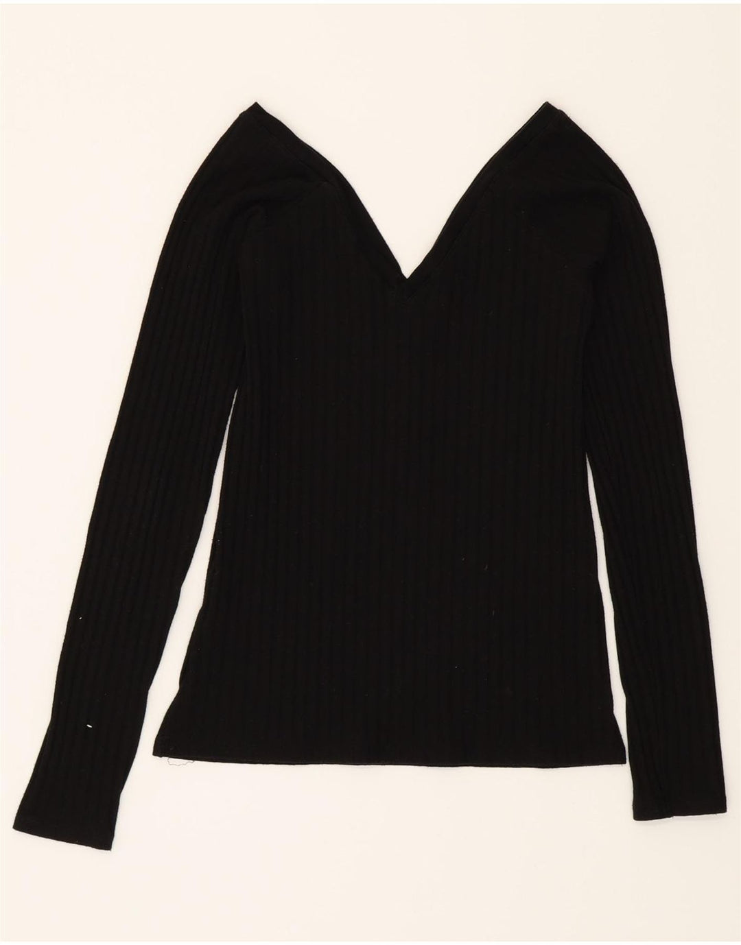 ZARA Womens V-Neck Jumper Sweater UK 12 Medium Black Vintage Zara and Second-Hand Zara from Messina Hembry 