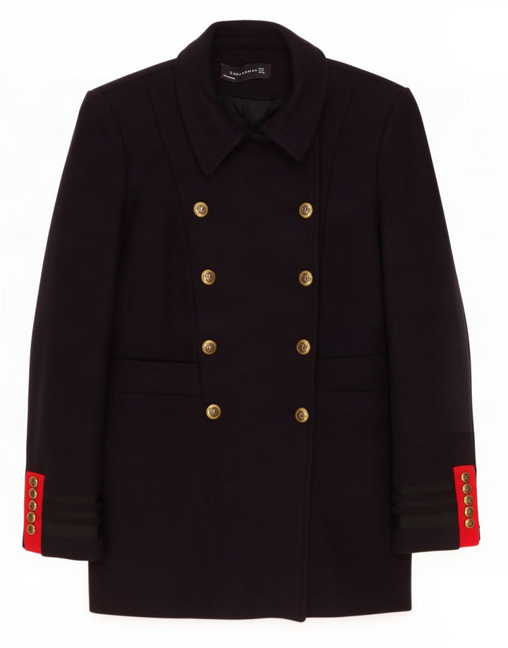 Zara Dame Dobbeltradet Blazer Jacket UK 10 Small Navy Blue