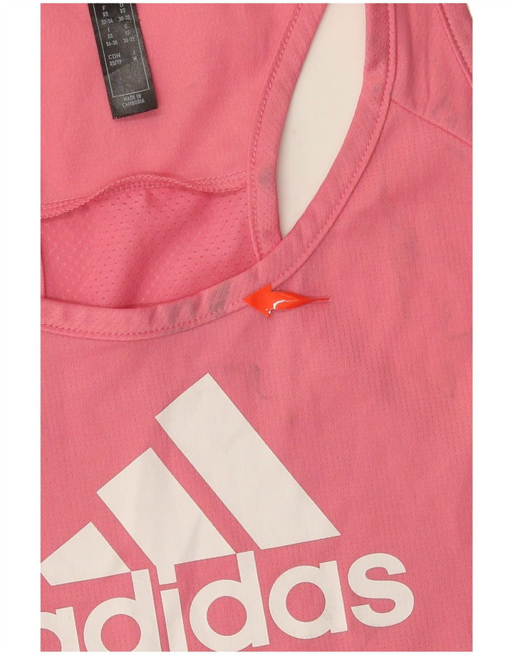 ADIDAS Womens Graphic Vest Top UK 4/6 XS Pink Polyester