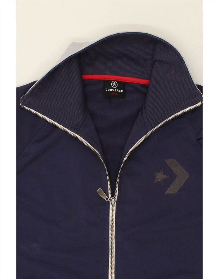 CONVERSE Womens Tracksuit Top Jacket UK 16 Large Navy Blue Polyester Vintage Converse and Second-Hand Converse from Messina Hembry 