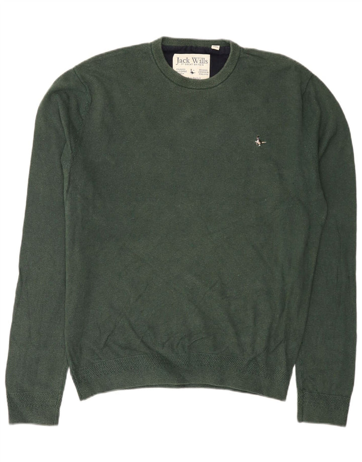 JACK WILLS Herre Crew Neck Jumper Sweater Stor Grøn Bomuld
