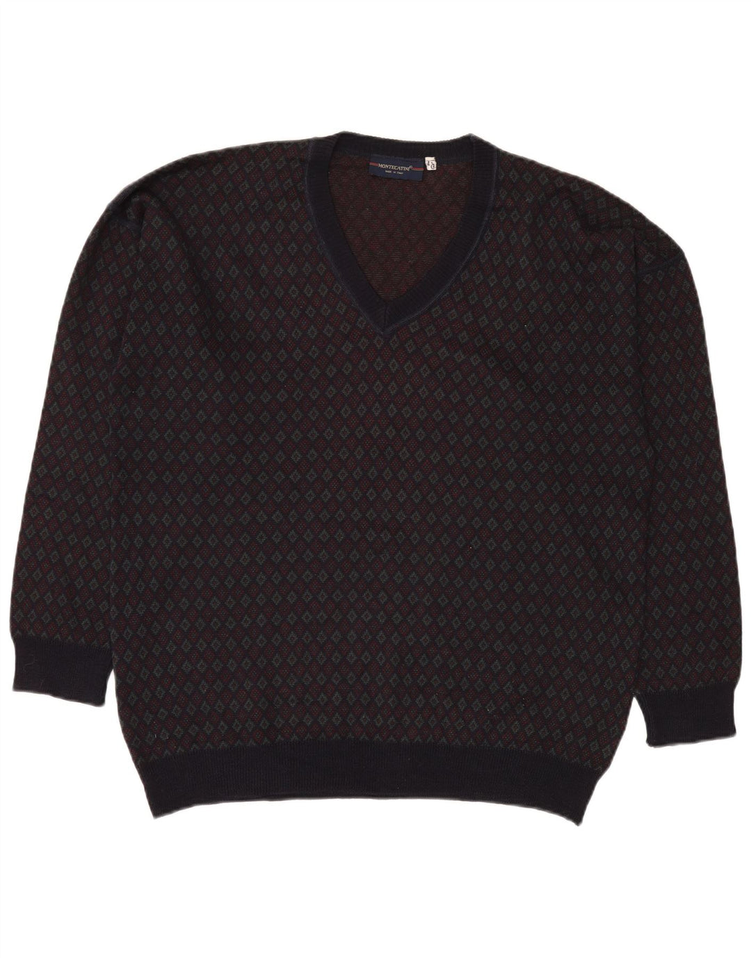 MONTECATINI Herre V-hals sweater Stor Flerfarvet Geometrisk