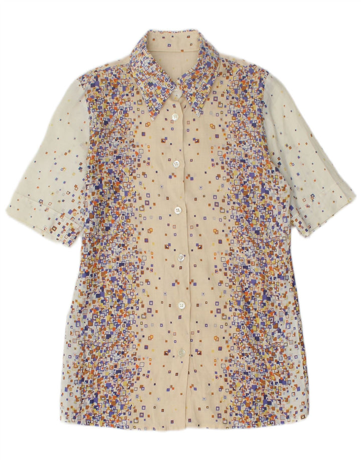 PANCALDI & B Dame 2-delt nederdel Sæt UK 4 XS W24 Beige Geometrisk Bomuld