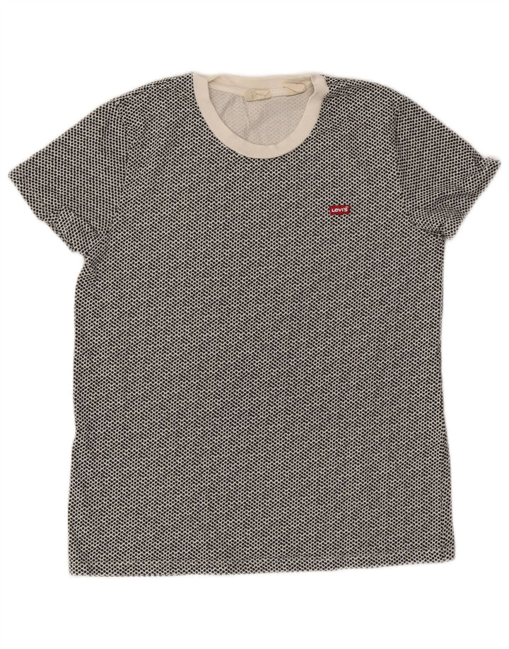 Levi's Dame Abstrakt T-Shirt Top UK 10 Small Black Bomuld