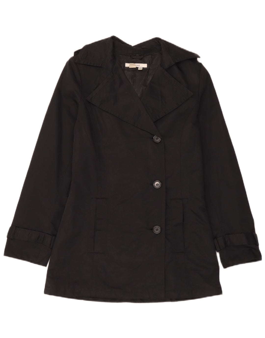 Zara Dame Trench Coat UK 12 Medium Sort Bomuld