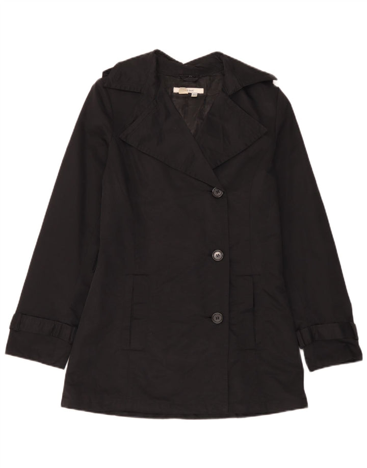 Zara Dame Trench Coat UK 12 Medium Sort Bomuld