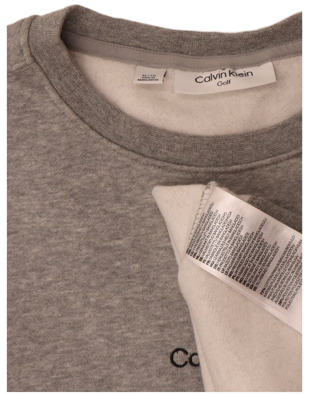 Calvin Klein Herre Golf Sweatshirt Jumper XL Grå Flecked Bomuld