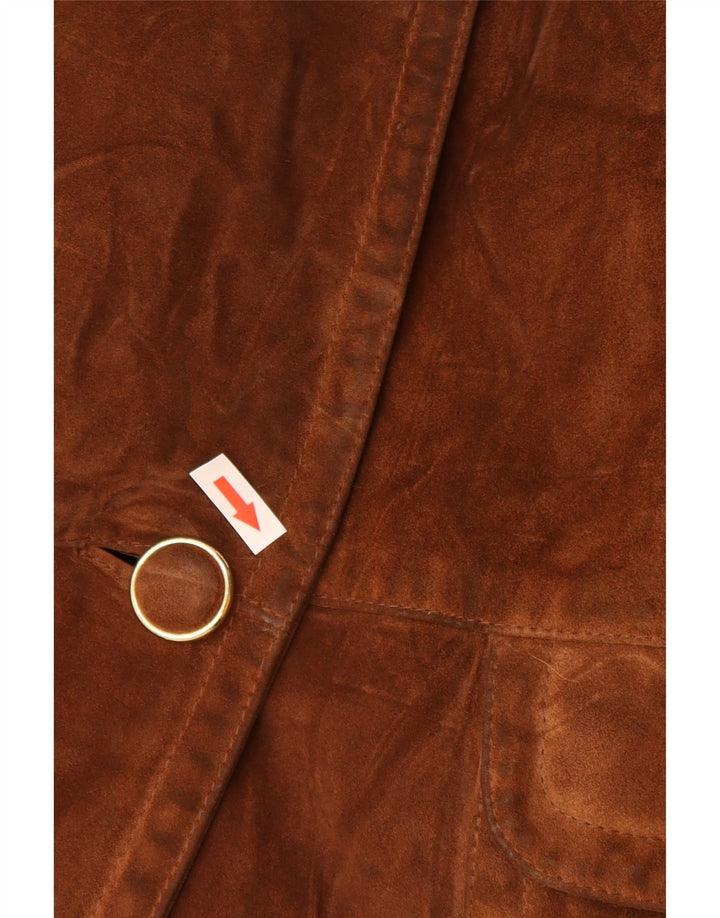 Vintage Dame Oversized Ruskind Dobbeltradet Frakke IT 42 Medium Brun