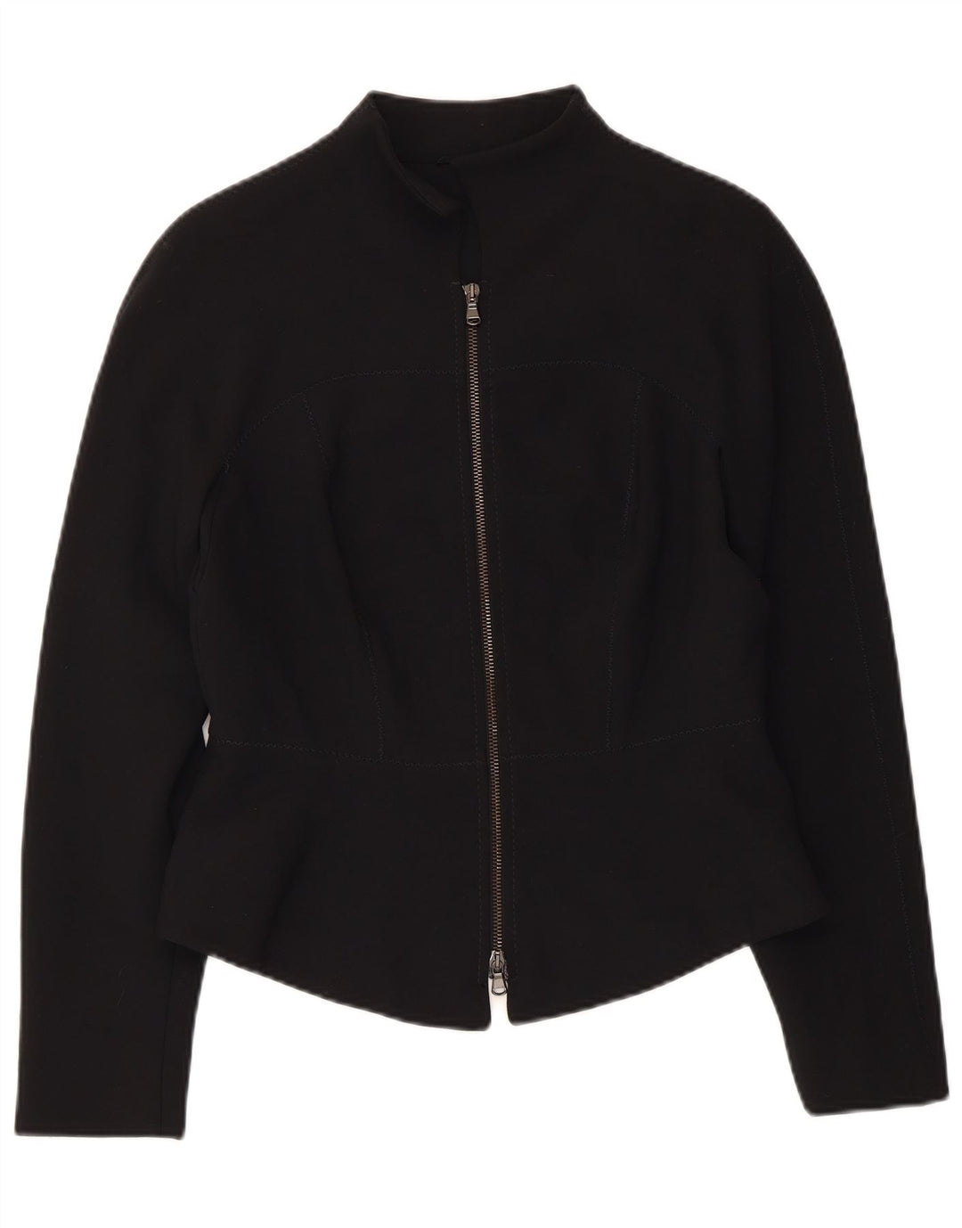 VINTAGE Dame Blazer Jacket UK 10 Small Black Polyester