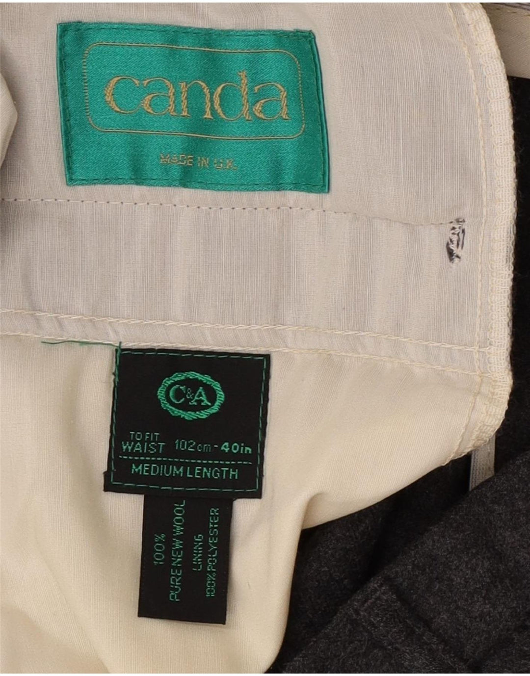 C&A Herre Canda Regular Casual Bukser W40 L31 Grå Ny Uld