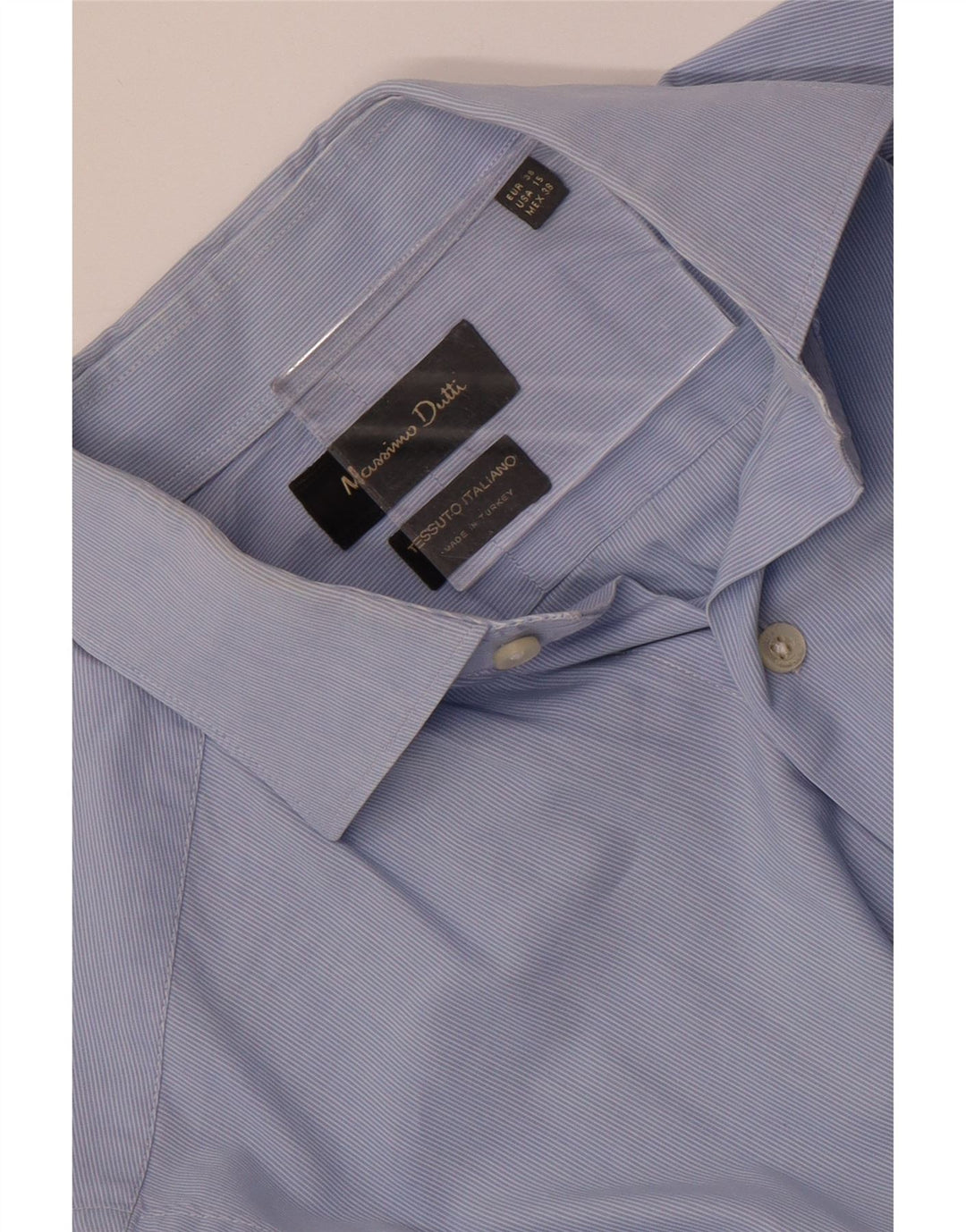 MASSIMO DUTTI Herreskjorte Str. 38 38 Medium Blue Pinstripe
