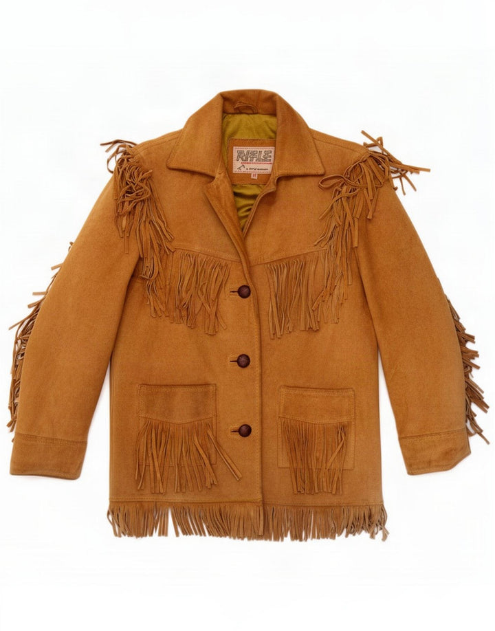 Rifle Dame Western Suede Jacket UK 14 Medium Brown Læder