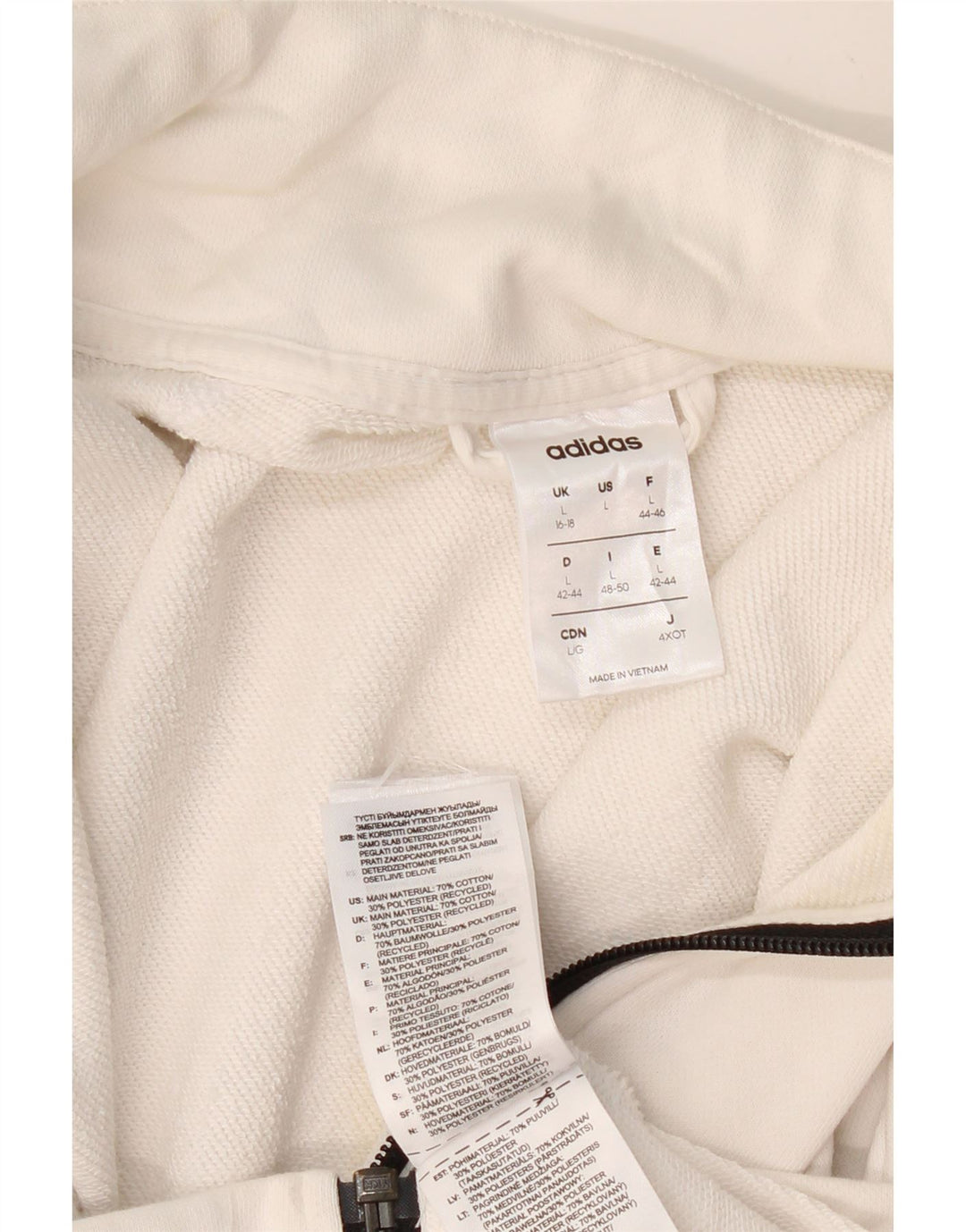 ADIDAS træningsdragt topjakke til kvinder UK 16/18 Stor hvid bomuld