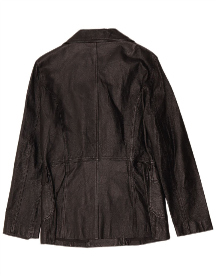 Vintage dame dobbeltradet læderjakke UK 8 Small Black Classic