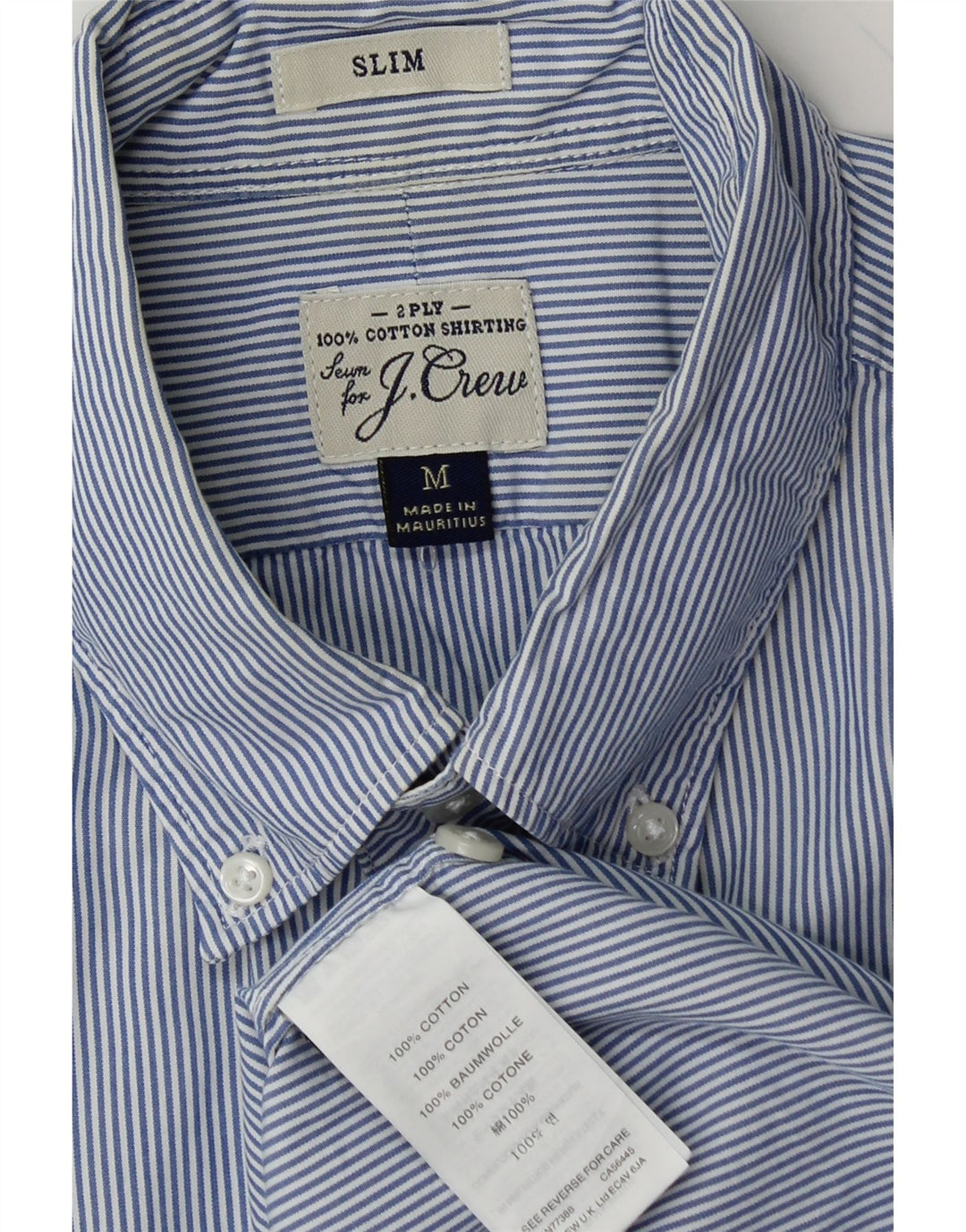 J. CREW Herre Slim Fit skjorte Medium Blue Pinstripe Bomuld