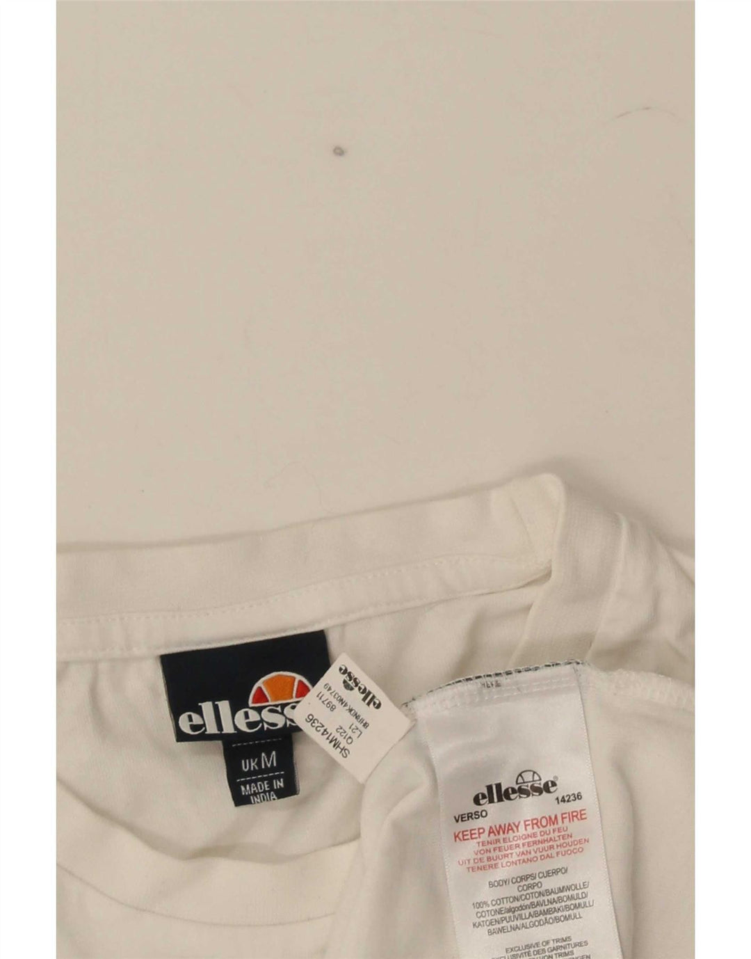 Ellesse Herre Grafisk T-Shirt Top Medium Hvid Bomuld
