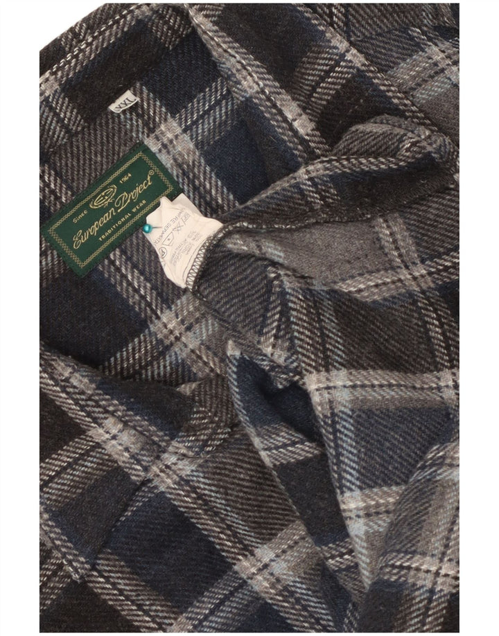 European Project Herre Overshirt Shirt 2XL Marineblå Ternet uld