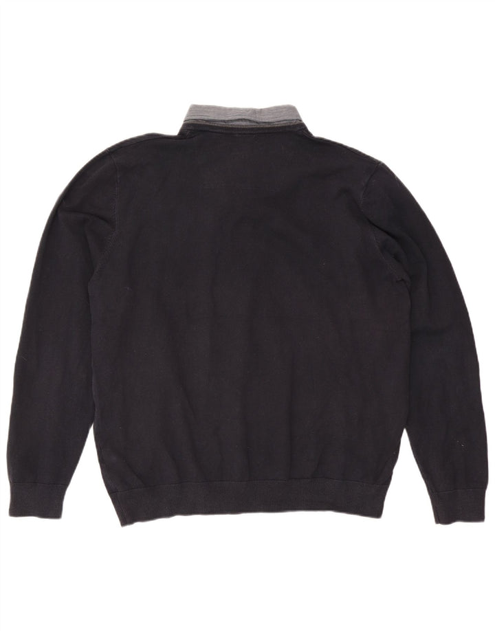 Marks & Spencer Herre V-hals sweater XL marineblå bomuld