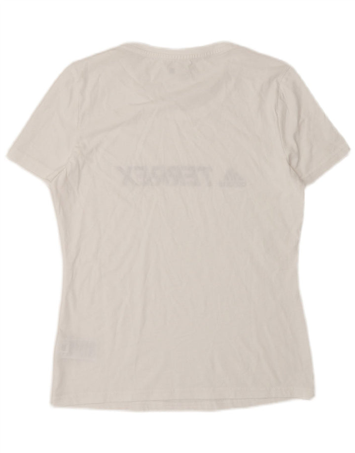 Adidas Dame Terrex Grafisk T-Shirt Top UK 12 Medium Hvid Bomuld