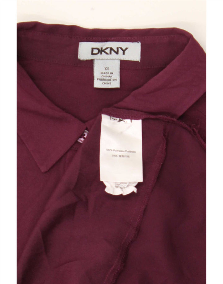 Dkny Womens Longline Oversized skjortebluse UK 6 XS Burgundy Polyester