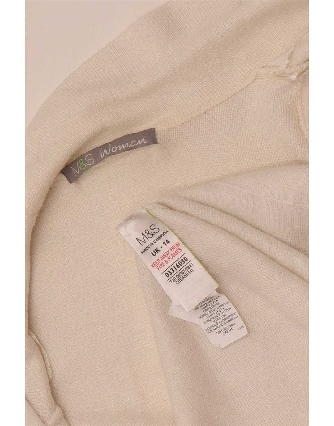Marks & Spencer Womens Open Cardigan Sweater UK 14 Medium Beige Polyamid