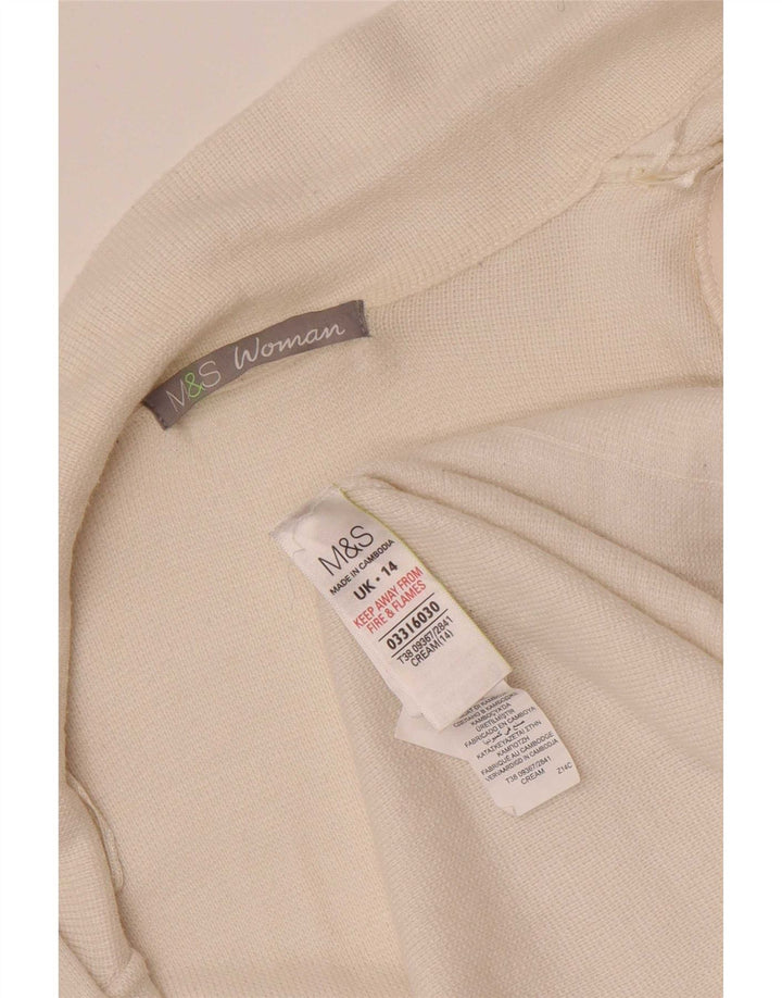Marks & Spencer Womens Open Cardigan Sweater UK 14 Medium Beige Polyamid