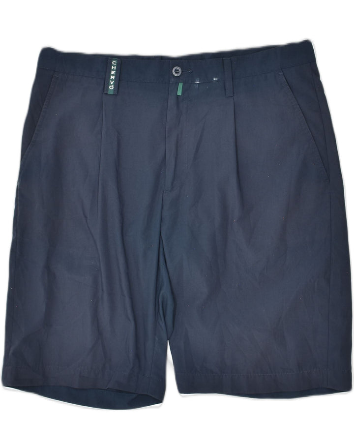 CHERVO Womens Chino Shorts EU 46 XL Navy Blue Polyester | Vintage Chervo | Thrift | Second-Hand Chervo | Used Clothing | Messina Hembry 