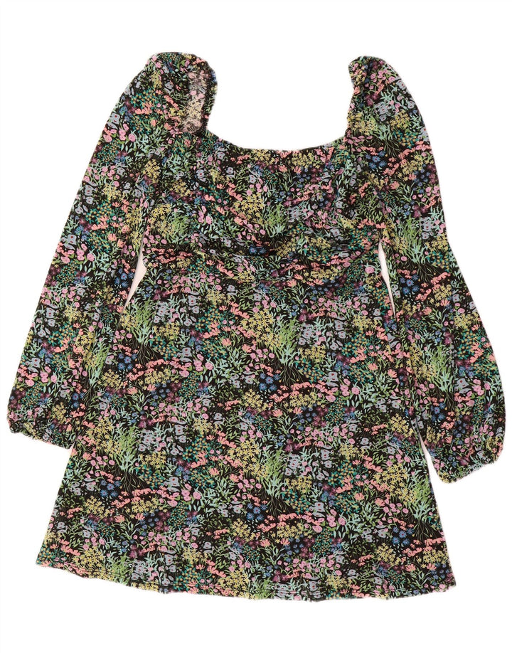 Topshop Kvinder Off Shoulder Kjole UK 14 Large Multicolored Floral