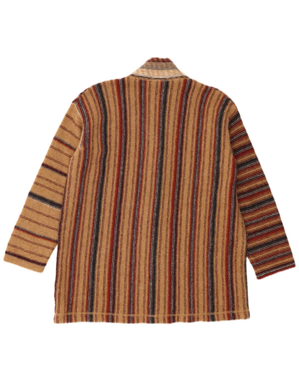 Vintage Womens Loose Fit Cardigan Sweater UK 16 Large Brown Striped