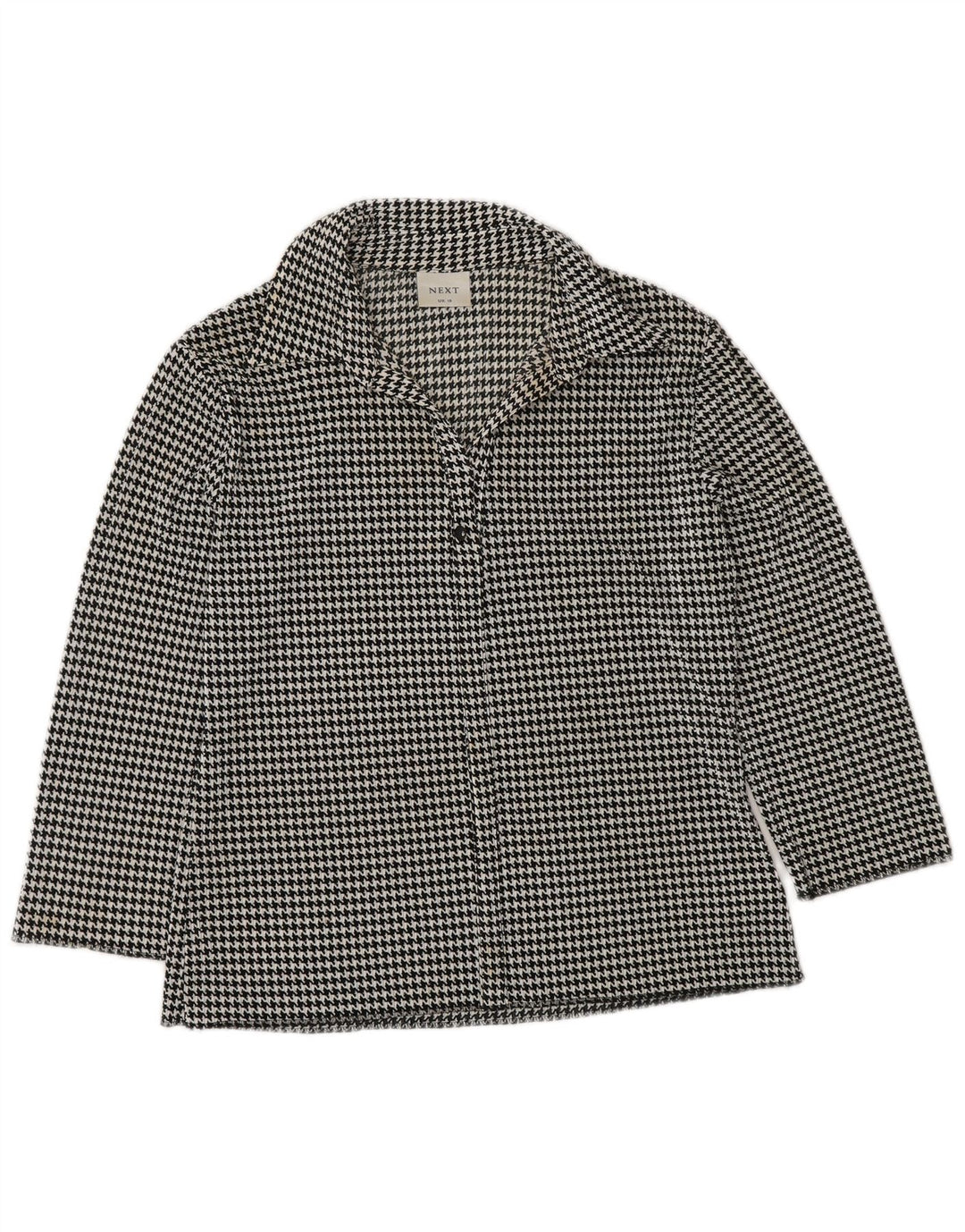 NEXT Womens 3/4 Sleeve Shirt Blouse UK 16 Large Black Houndstooth