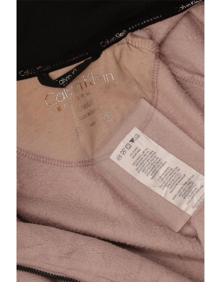 CALVIN KLEIN Grafisk fleecejakke til kvinder UK 16 Large Pink Polyester