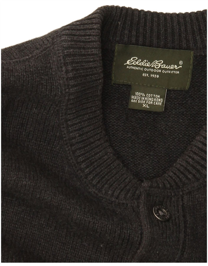 EDDIE BAUER Herre sweater med rund hals XL Grå bomuld