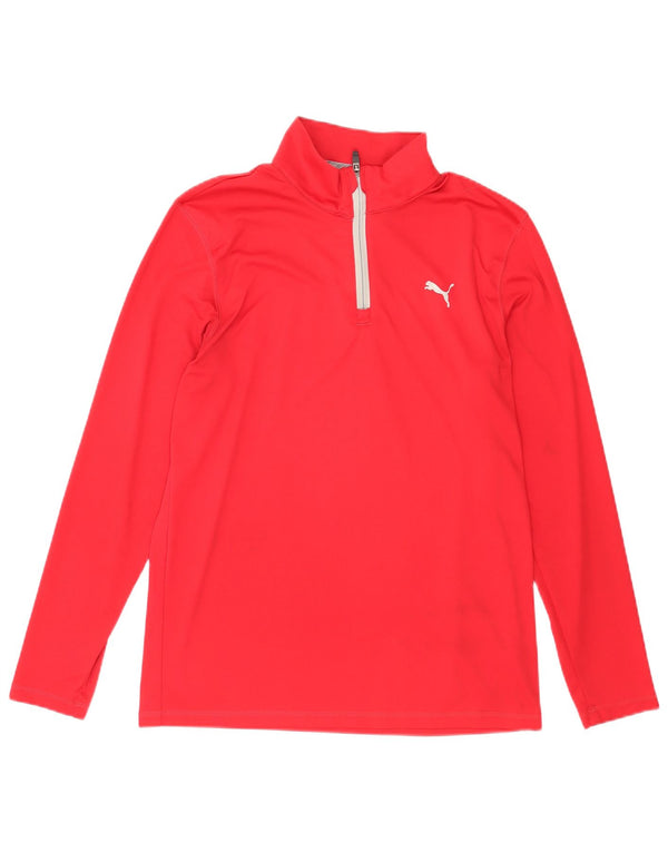 Puma Mens Zip Neck Pullover Tracksuit Top Medium Red Polyester