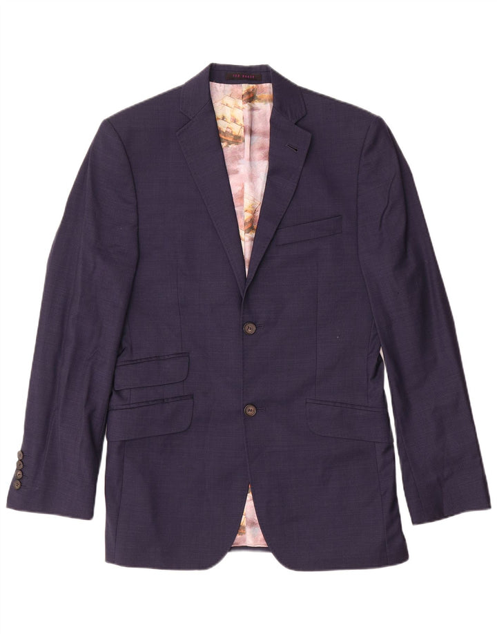 Ted Baker Herre 2-knaps blazerjakke UK 36 Small Navy Blue Wool