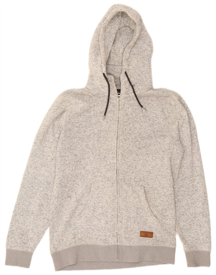Quiksilver Hættetrøje med lynlås til mænd, stor grå flækket polyester