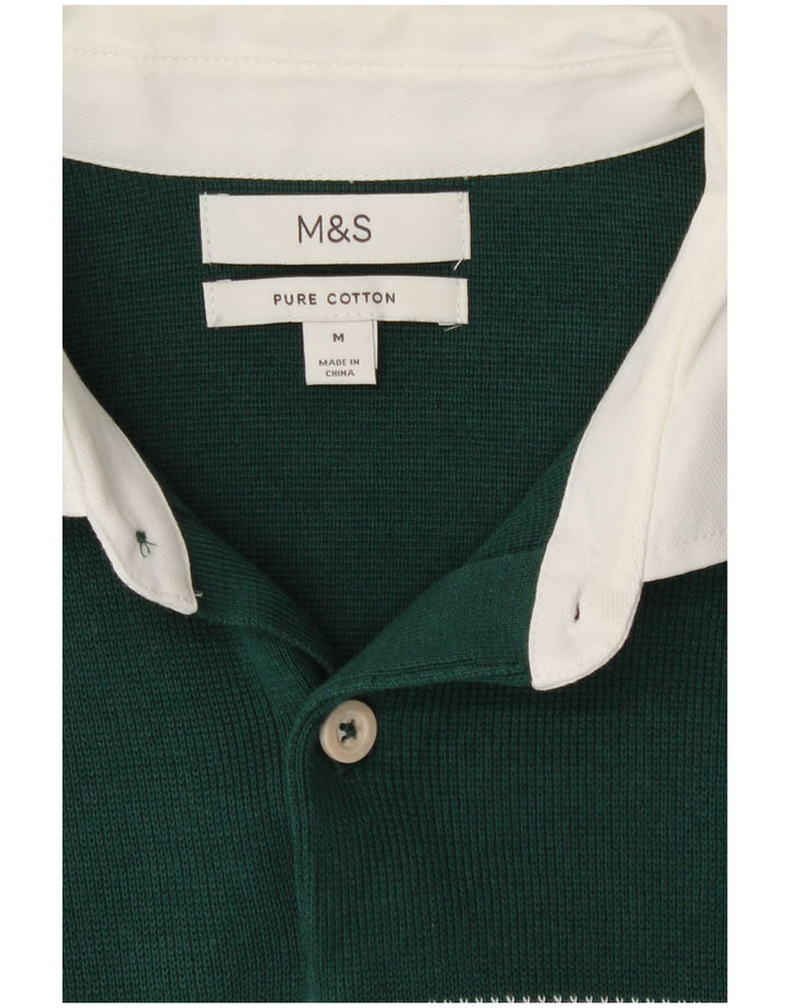 Marks & Spencer Herre Polo Neck Jumper Sweater Medium Green Colourblock