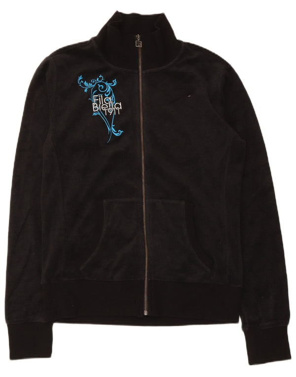 Fila Dame grafisk træningsdragt Topjakke UK 12 Medium Sort Bomuld