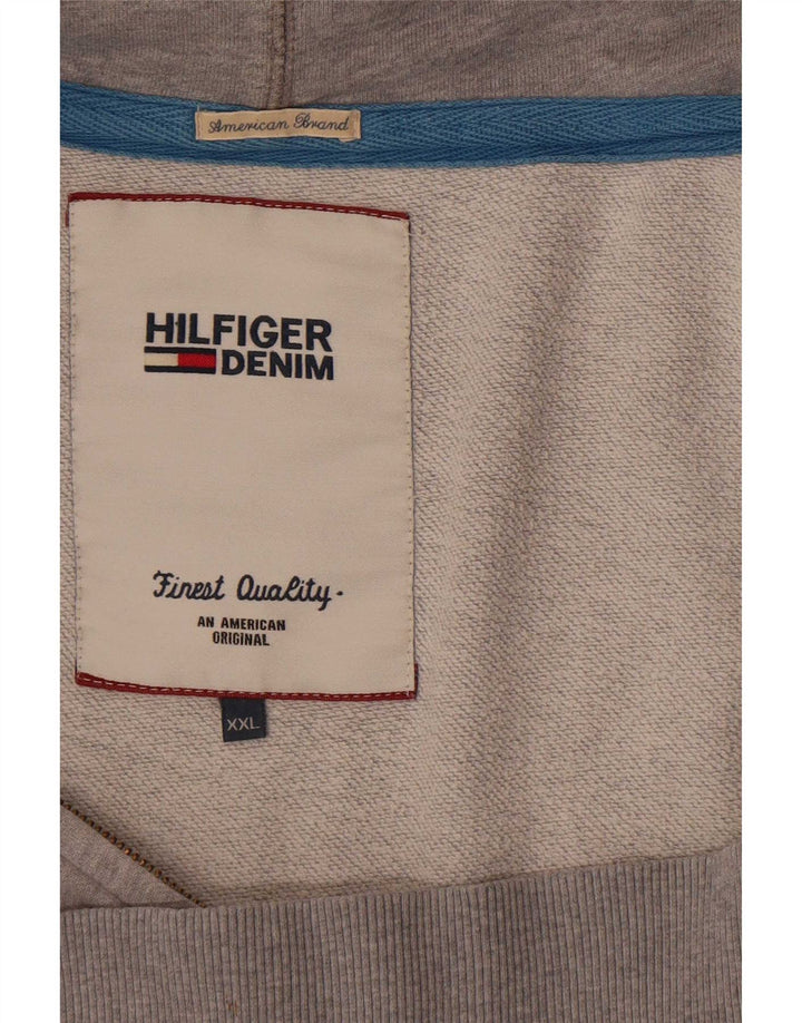 Tommy Hilfiger Herre grafisk hættetrøje med lynlås 2XL Grå