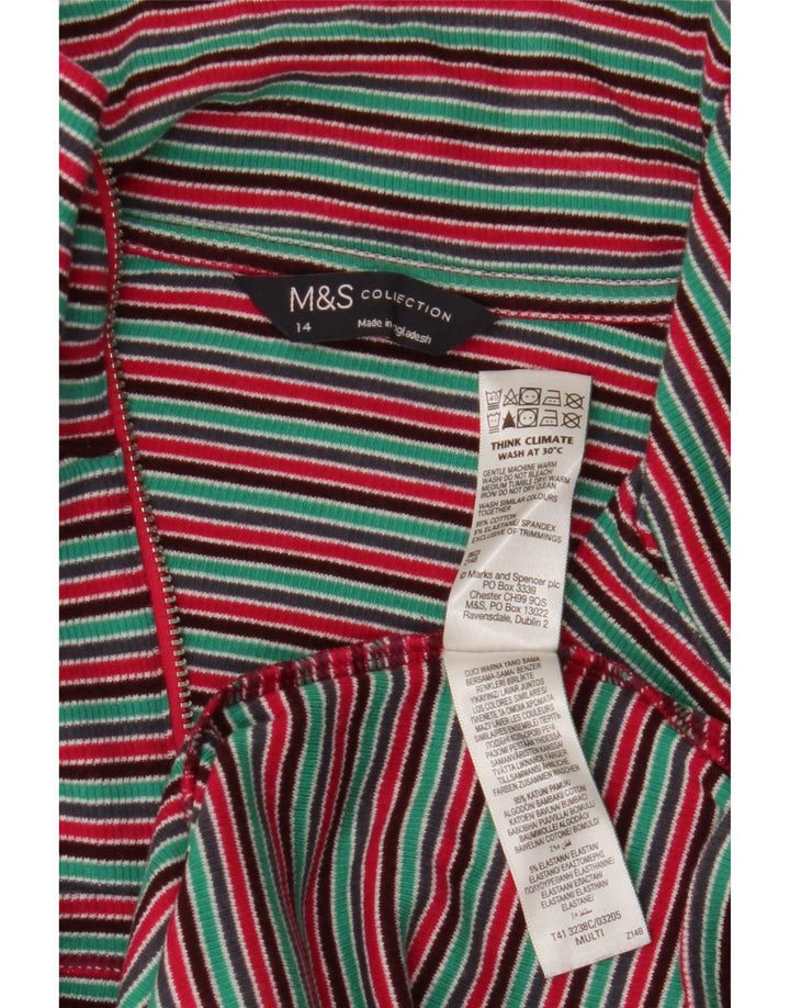 Marks & Spencer Dametop Langærmet UK 14 Medium Flerfarvet Stribet