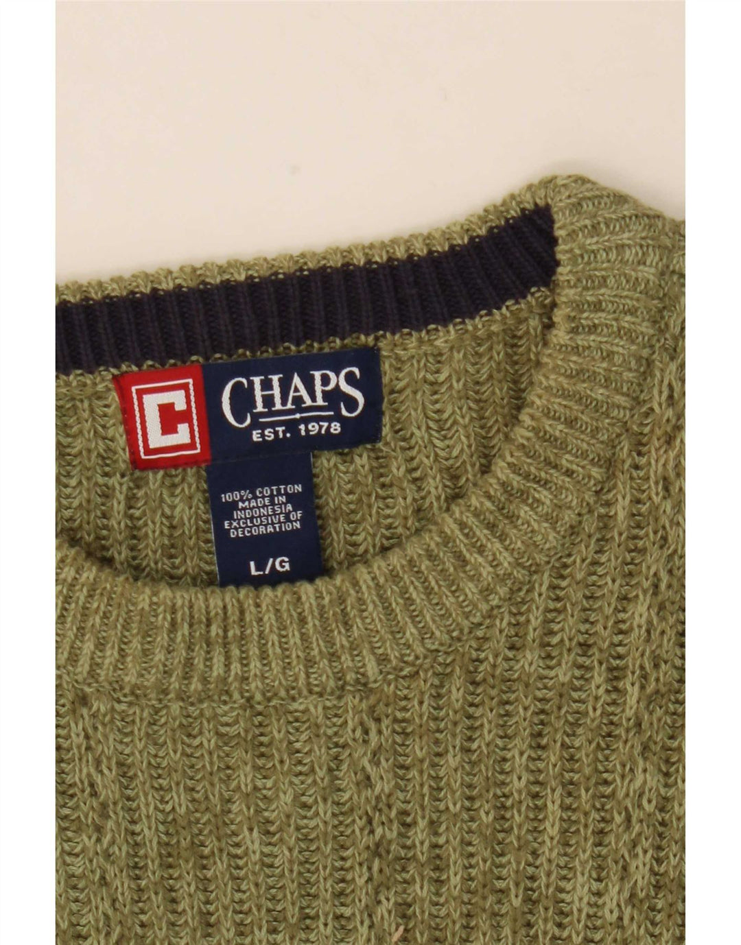 Chaps Herre Crew Neck Jumper Sweater Stor Grøn Flecked Bomuld