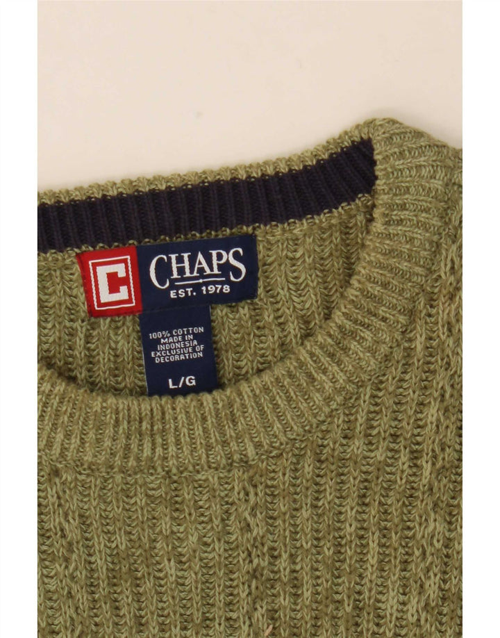 Chaps Herre Crew Neck Jumper Sweater Stor Grøn Flecked Bomuld