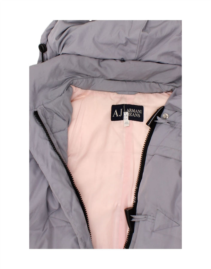 ARMANI JEANS Womens Hooded Duffle Coat UK 18 XL Grey Polyester Vintage Armani Jeans and Second-Hand Armani Jeans from Messina Hembry 