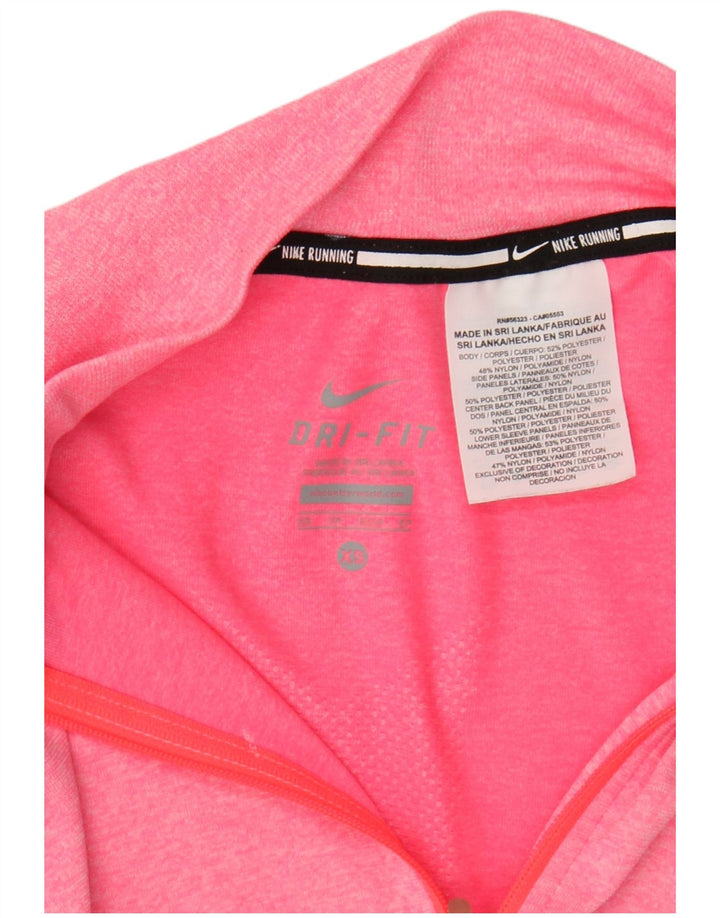 NIKE Womens Dri Fit Zip Neck Pullover Tracksuit Top UK 4 XS Pink Polyester