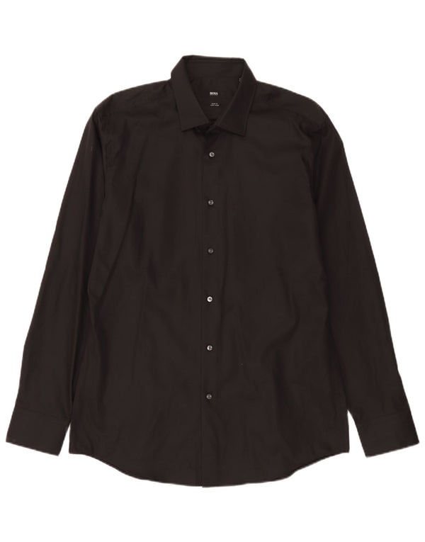 Hugo Boss Herre Slim Fit Skjorte Størrelse 41 16 1/2 Large Sort