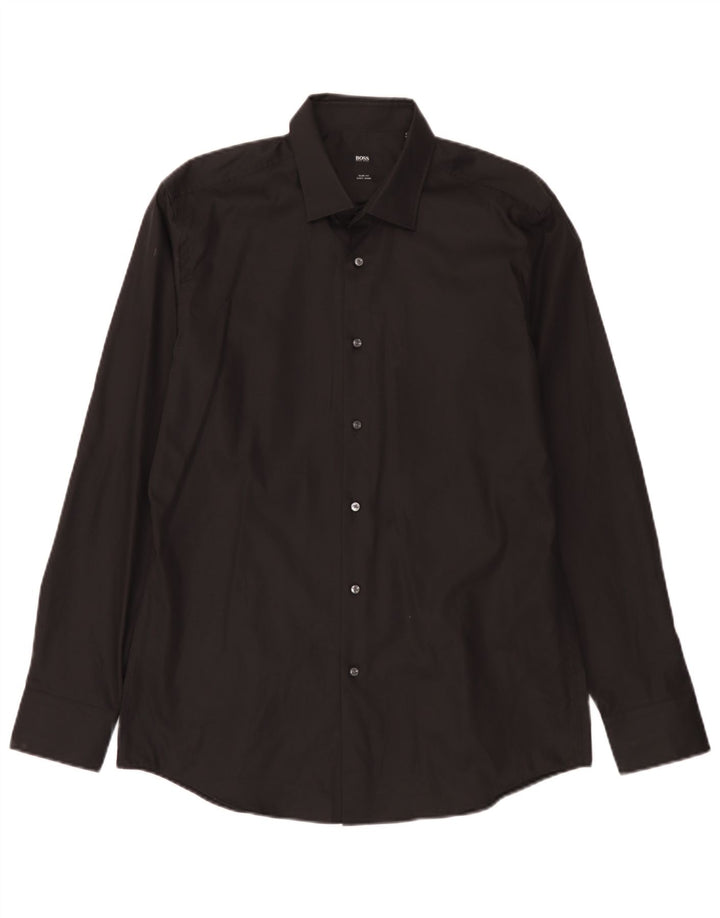 Hugo Boss Herre Slim Fit Skjorte Størrelse 41 16 1/2 Large Sort