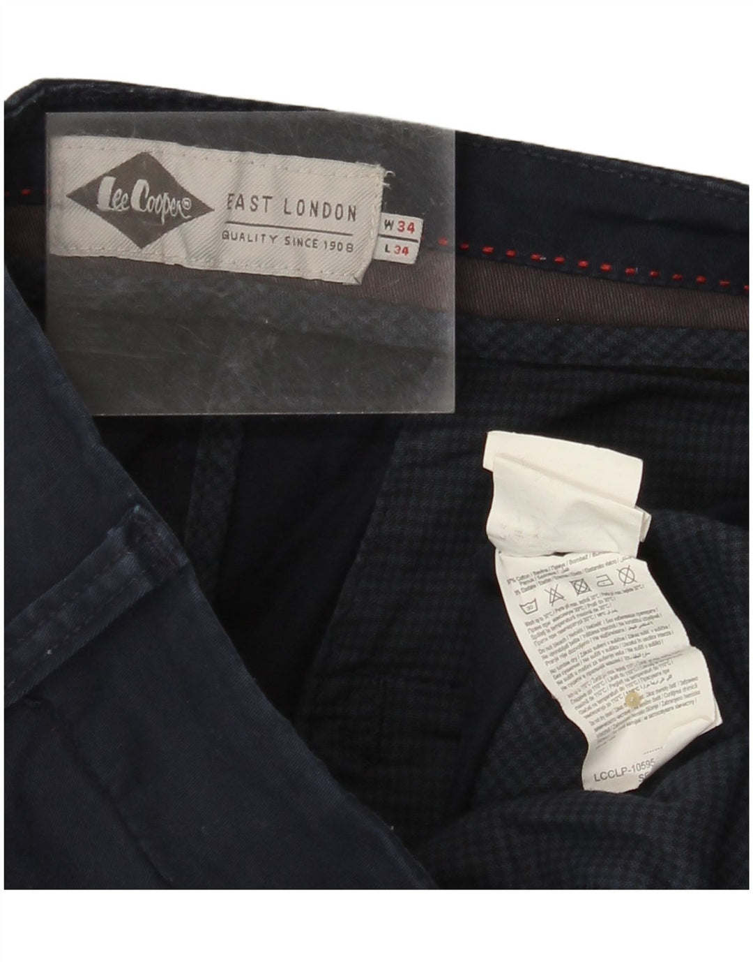 LEE COOPER Herre Slim Chino Bukser W34 L34 Marineblå Bomuld