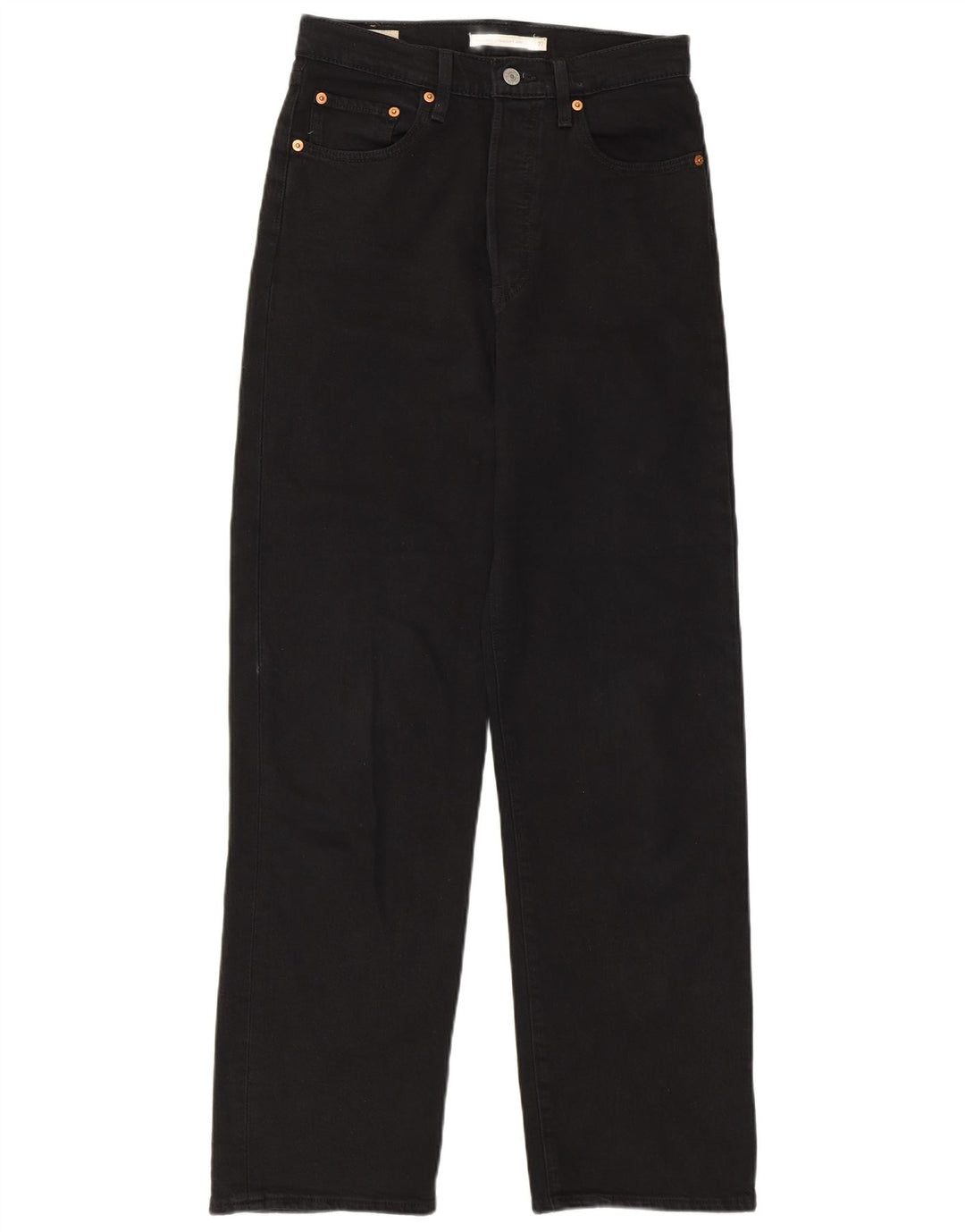 Levi's Dame Ribcage Straight Jeans W27 L29 Sort Bomuld