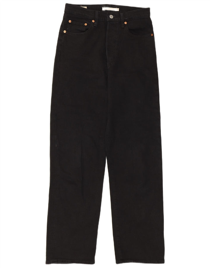Levi's Dame Ribcage Straight Jeans W27 L29 Sort Bomuld