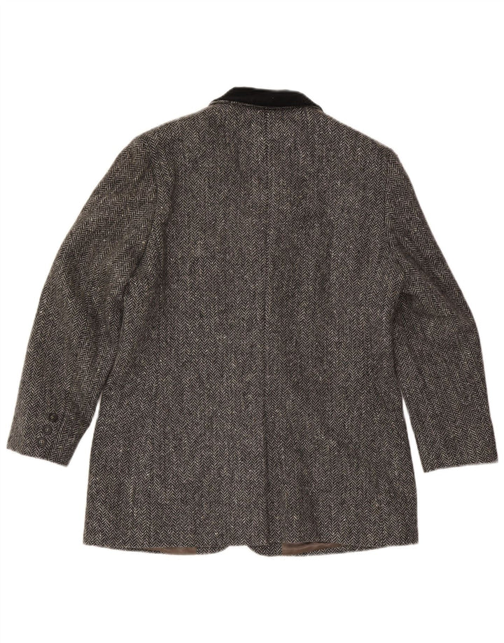Max Mara Dame Weekend 3 Button Blazer Jacket UK 16 Large Grey Herringbone